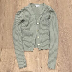 Wilfred Sage Green Ribbed V-Neck Button Cardigan